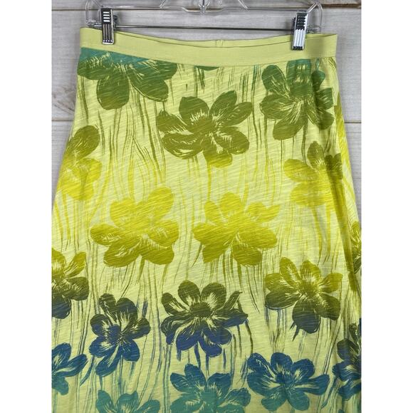 Fresh Produce Skirt Sz M Yellow Floral Ombre Maxi Pull On Beach Cruise USA Made - Picture 2 of 8
